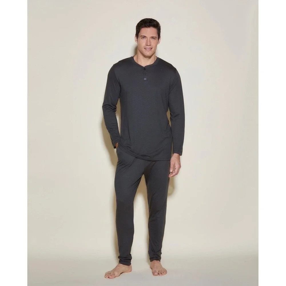 Cosabella Gray Pima Cotton Modal Henley Pajama Set Lounge Jogger Pants size M
